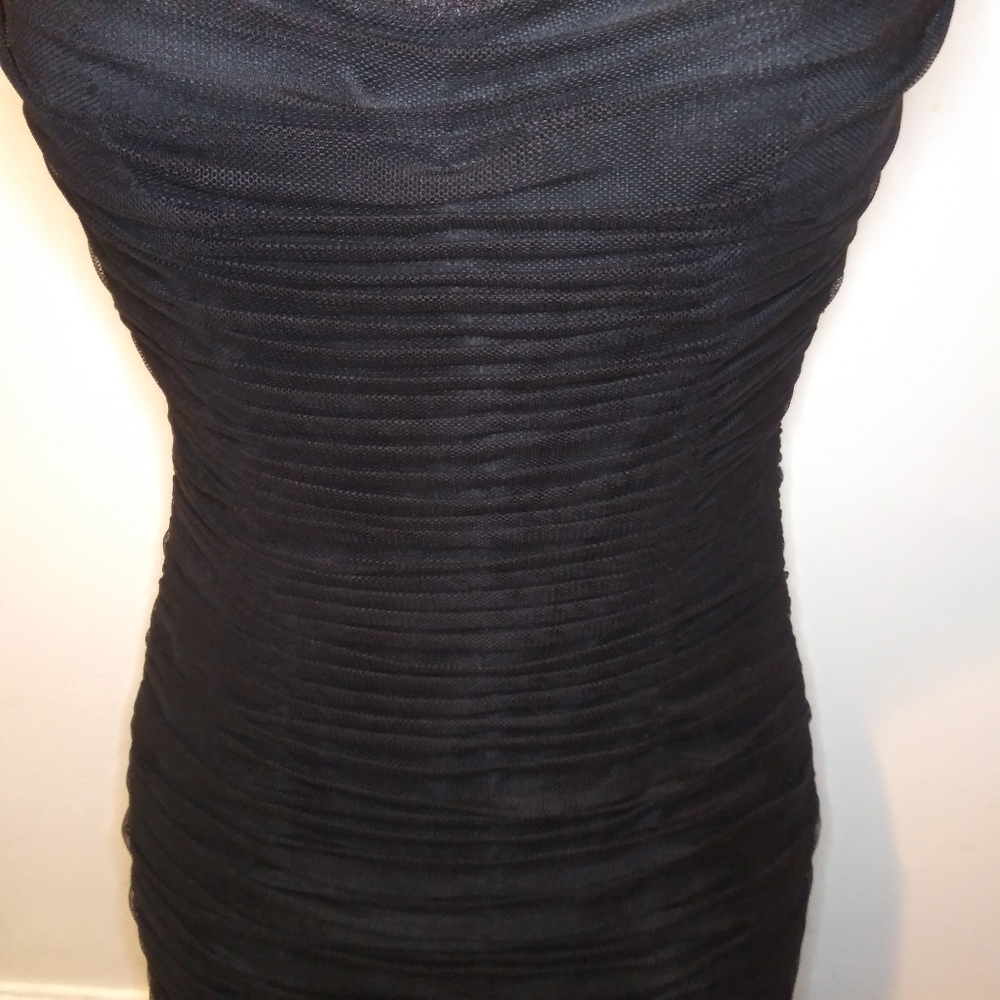 Jovani Sexy Black Rhinestone & Bead Studded Cap Sleeved Cocktail Dress - Picture 6 of 16